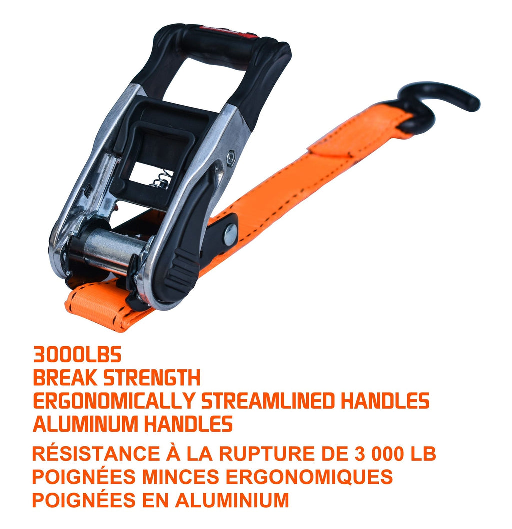 MotoMaster 3,000-lb Heavy Duty Ratchet Tie Down Straps, Extra Long, 1.25-in x 20-ft, 4-pk