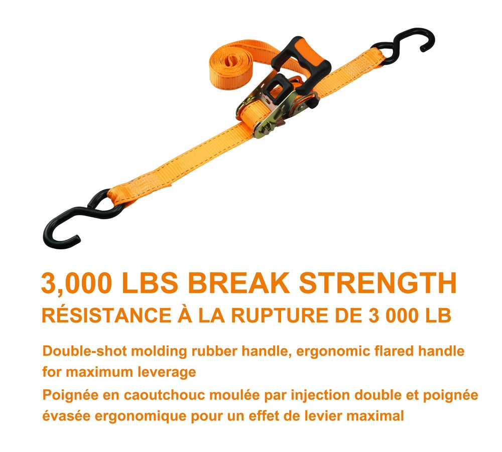 MotoMaster 3,000-lb Heavy-Duty Sliding Ratchet Tie Down Straps, 1.25-in x 8-ft, 2-pk