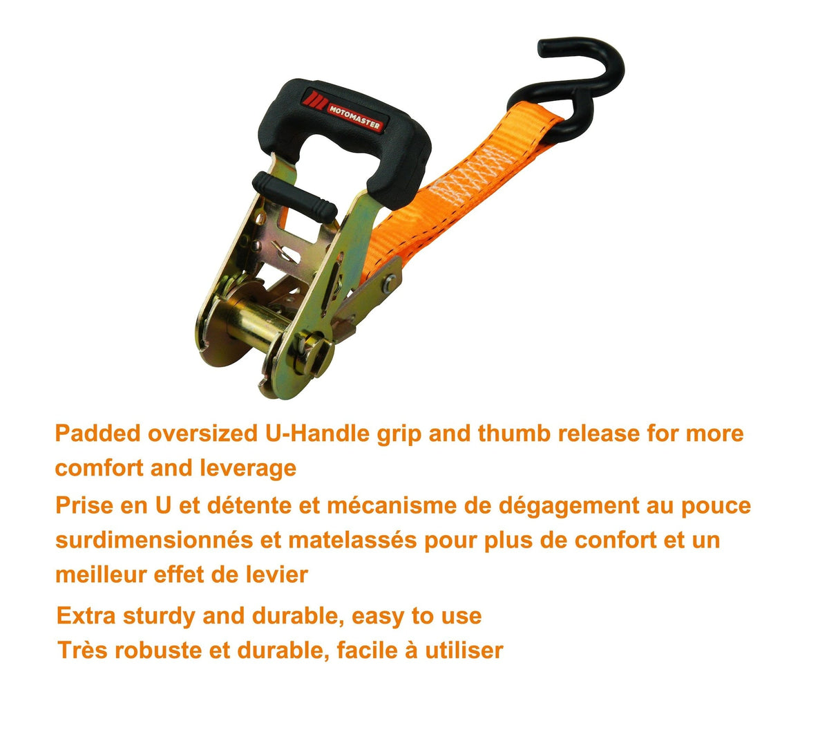MotoMaster 3,000-lb Ratchet Tie Down Straps, with Power Grip Padded Handles, 1-in x 10-ft, 4-pk