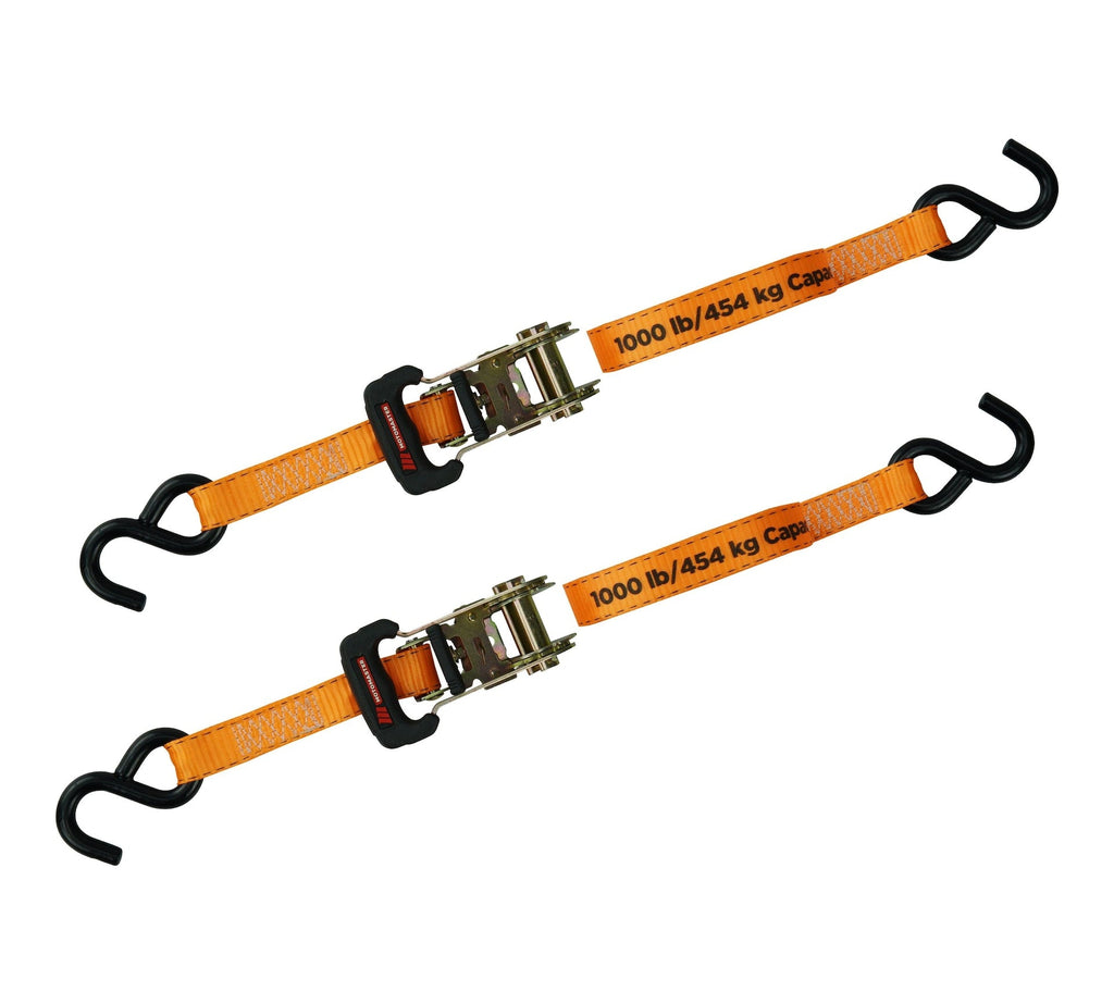MotoMaster 3,000-lb Ratchet Tie Down Straps, with Power Grip Padded Handles, 1-in x 10-ft, 4-pk