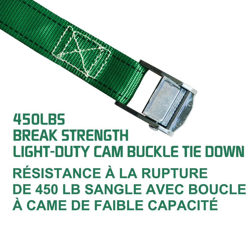 MotoMaster 450-lb Light Duty Lashing Straps with Cam Buckle Clasps, Weatherproof, 1-in x 12-ft, 2-pk