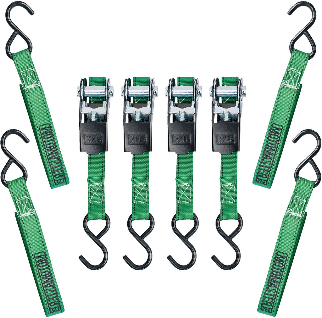 MotoMaster 900-lb Ratchet Tie-Down Straps, Non-Padded, 1-in x 10-ft, 4-pk