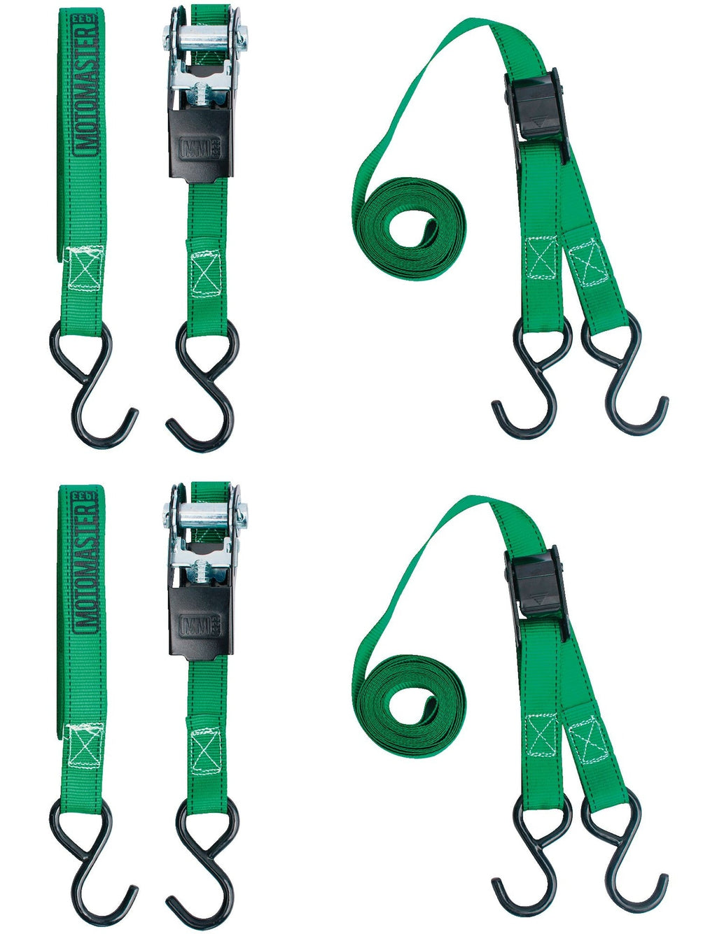 MotoMaster 900-lb Ratchet/Cambuckle Tie-Down Straps, Non-Padded, 1-in x 10-ft, 4-pk