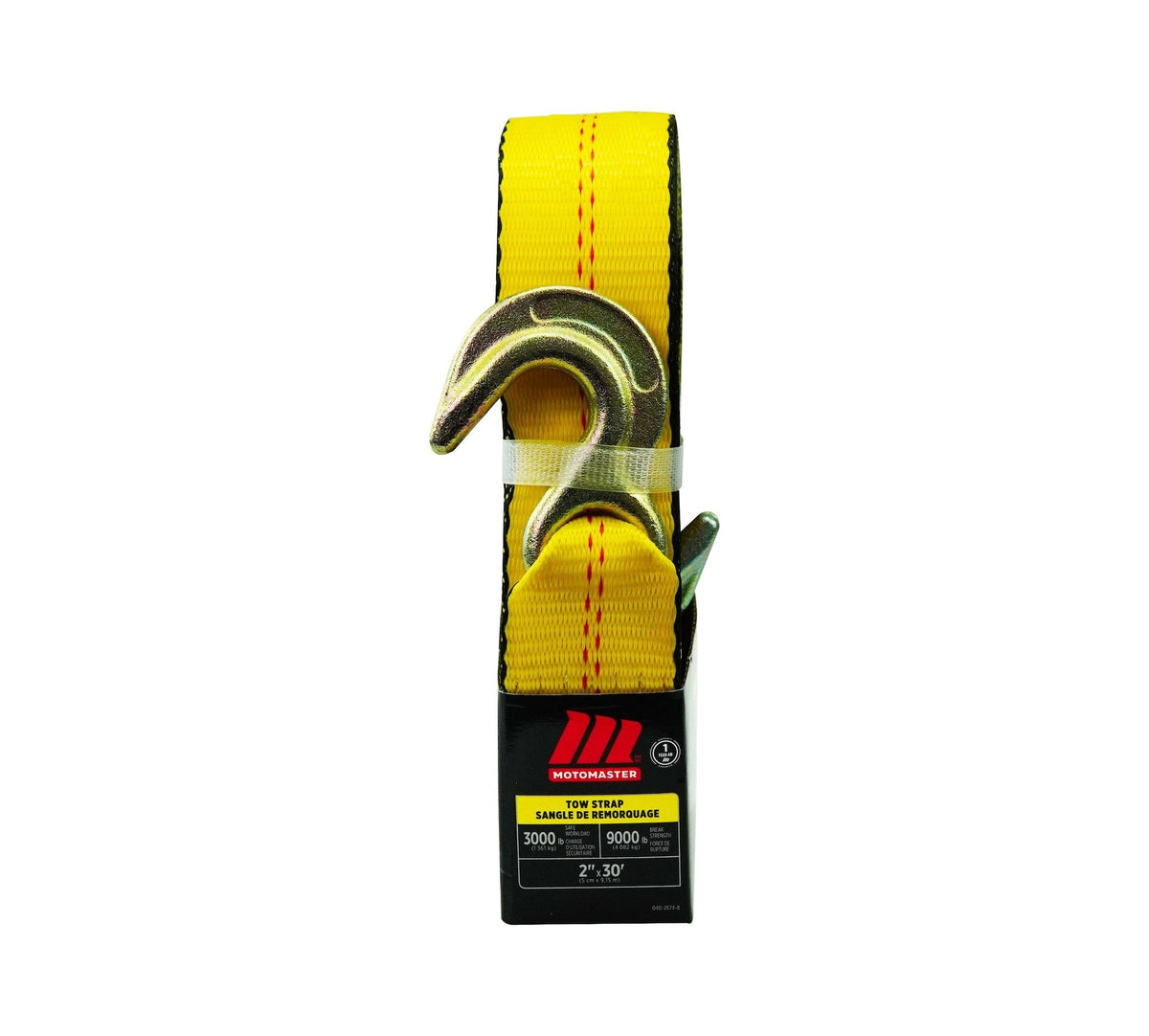MotoMaster 9,000-lb Tow Strap, with Rust-Resistant Hooks, 2-in x 30-ft