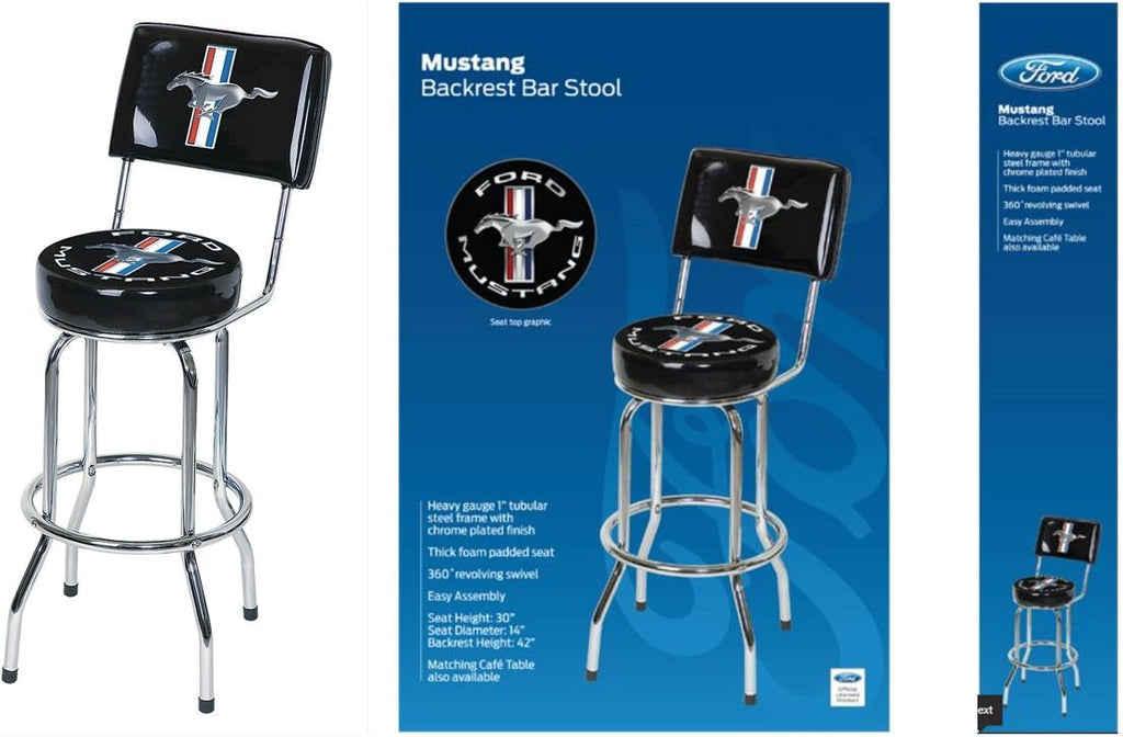 Mustang Swivel Bar Stool with Backrest