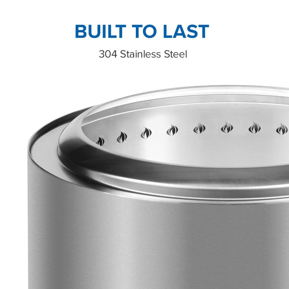 Napoleon Timberwolf Outdoor Smokeless Multi-Fuel Fire Pit, Stainless Steel, 22-in