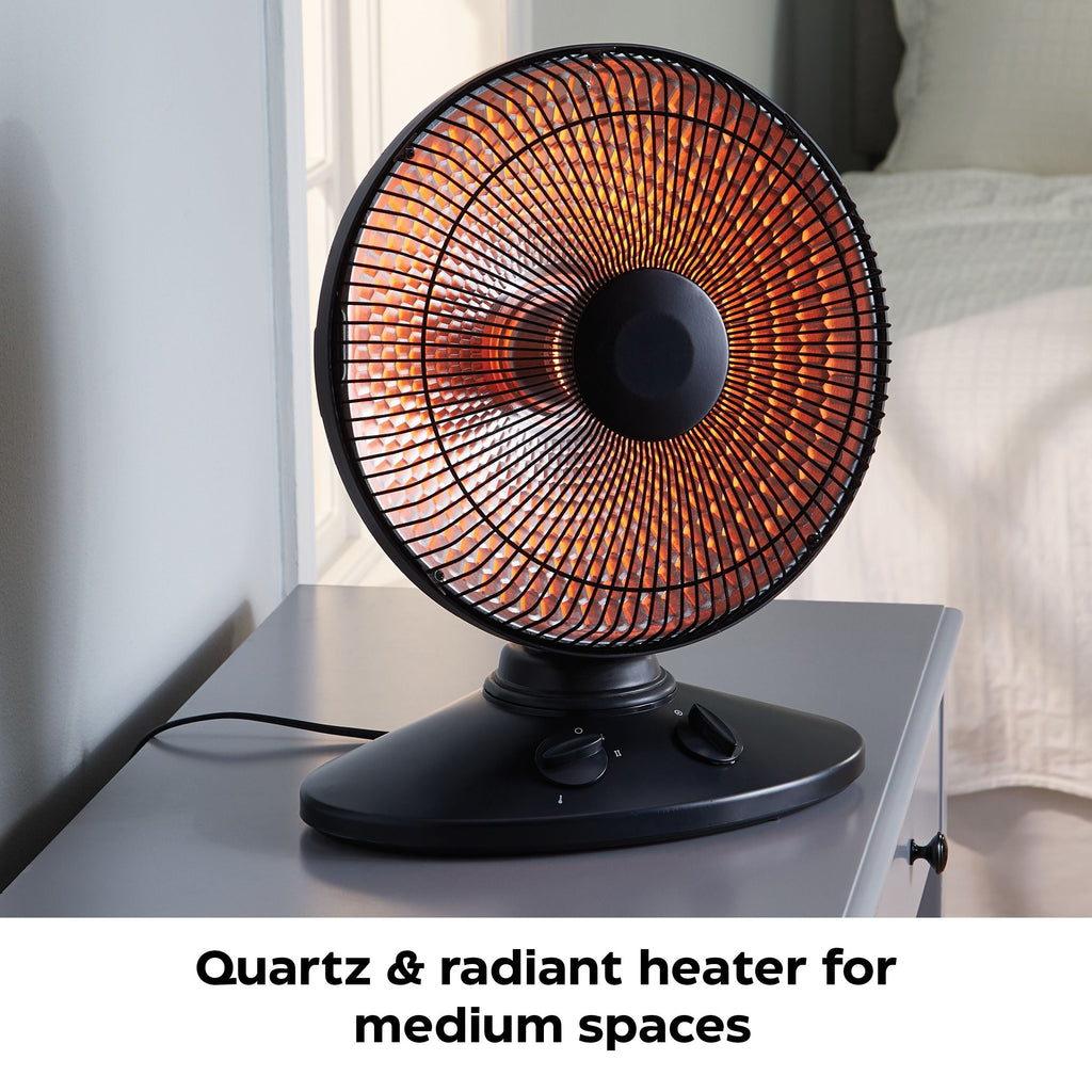 NOMA Oscillating Parabolic Dish Portable Radiant Electric Space Heater, 1000W, Black