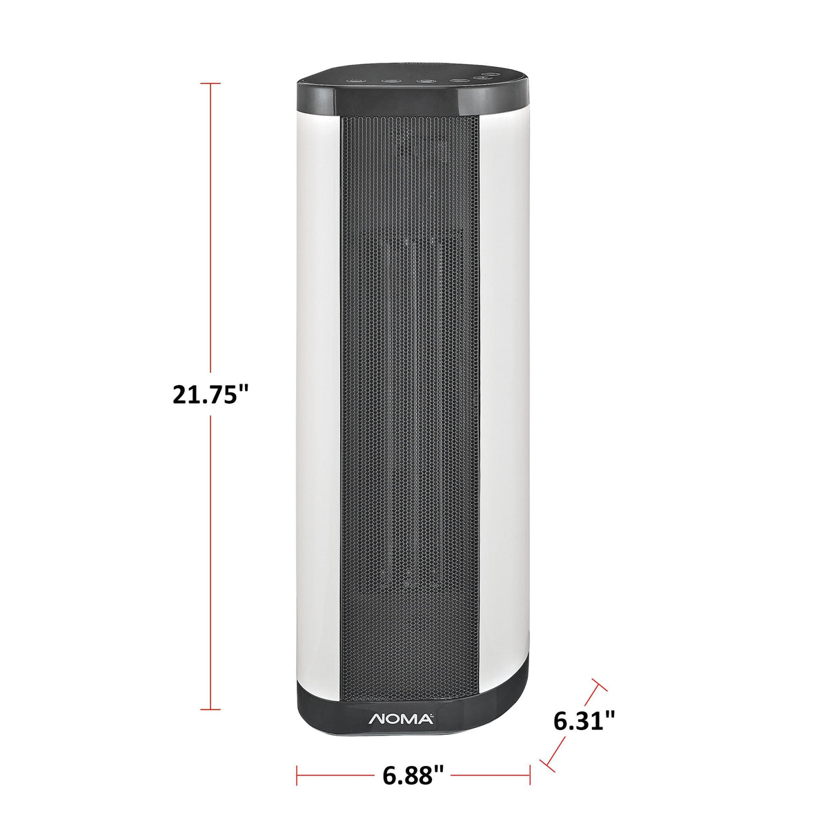 NOMA Oscillating Tower/Baseboard Heater withRemote Control & Thermostat, 1500W, White