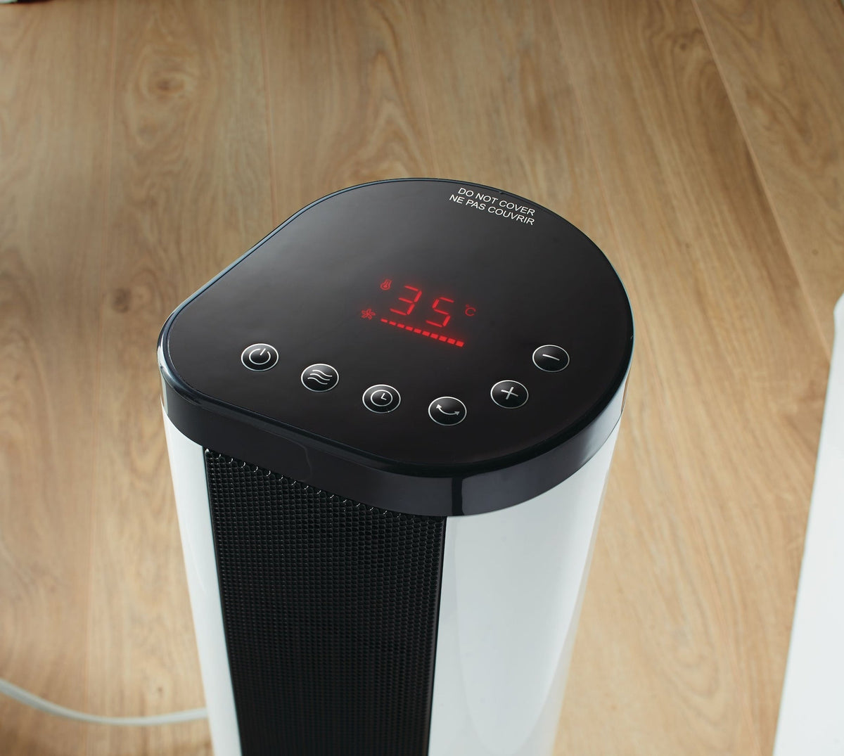 NOMA Oscillating Tower/Baseboard Heater withRemote Control & Thermostat, 1500W, White