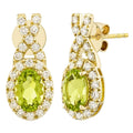 Oval Shaped Peridot and Diamond Earrings (0.30 ctw)