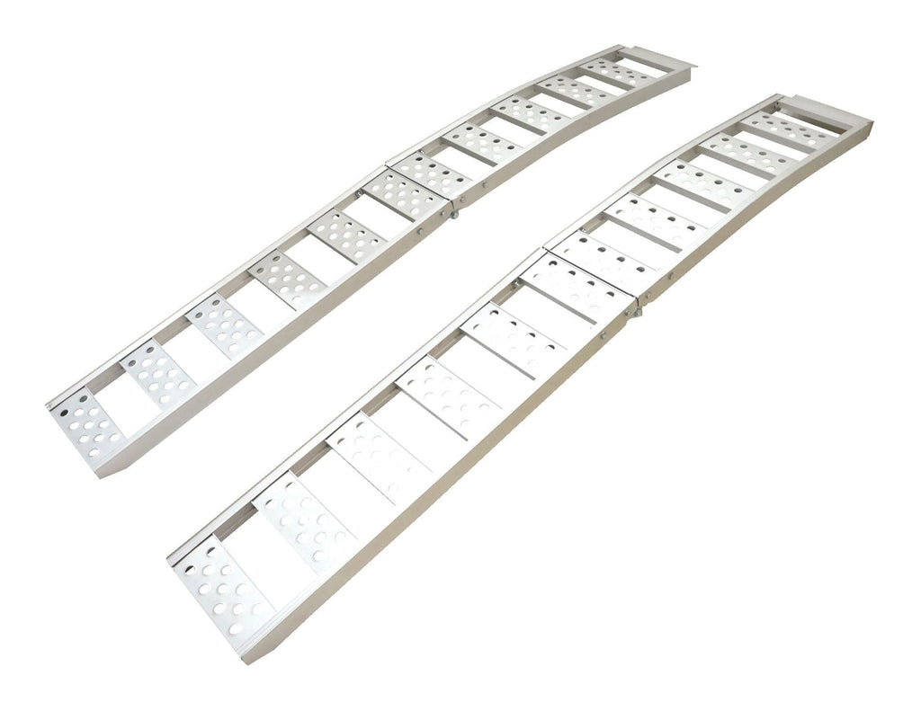 PRIME1 Aluminum Bi-Folding Arched Loading Ramp with Adjustable Straps, 85 x 12-in