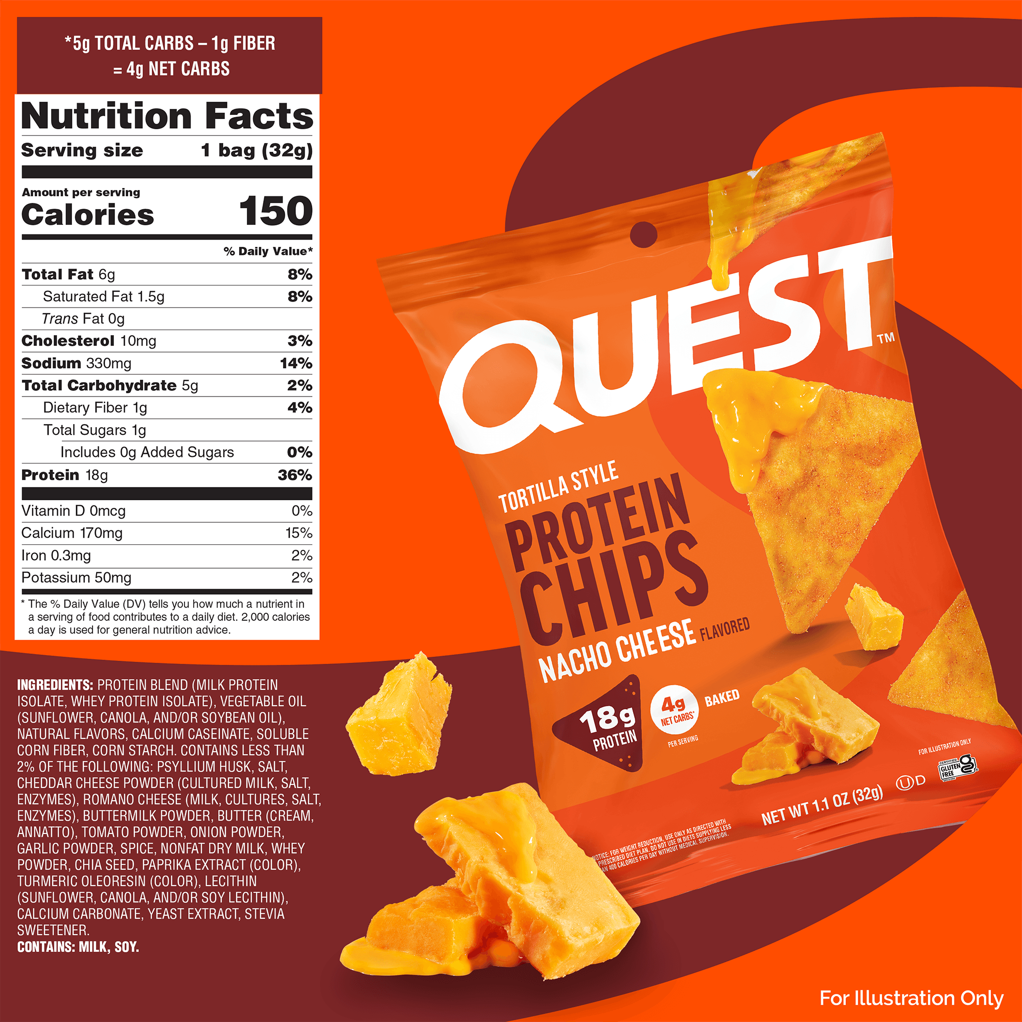 Nacho Cheese Tortilla Style Protein Chips