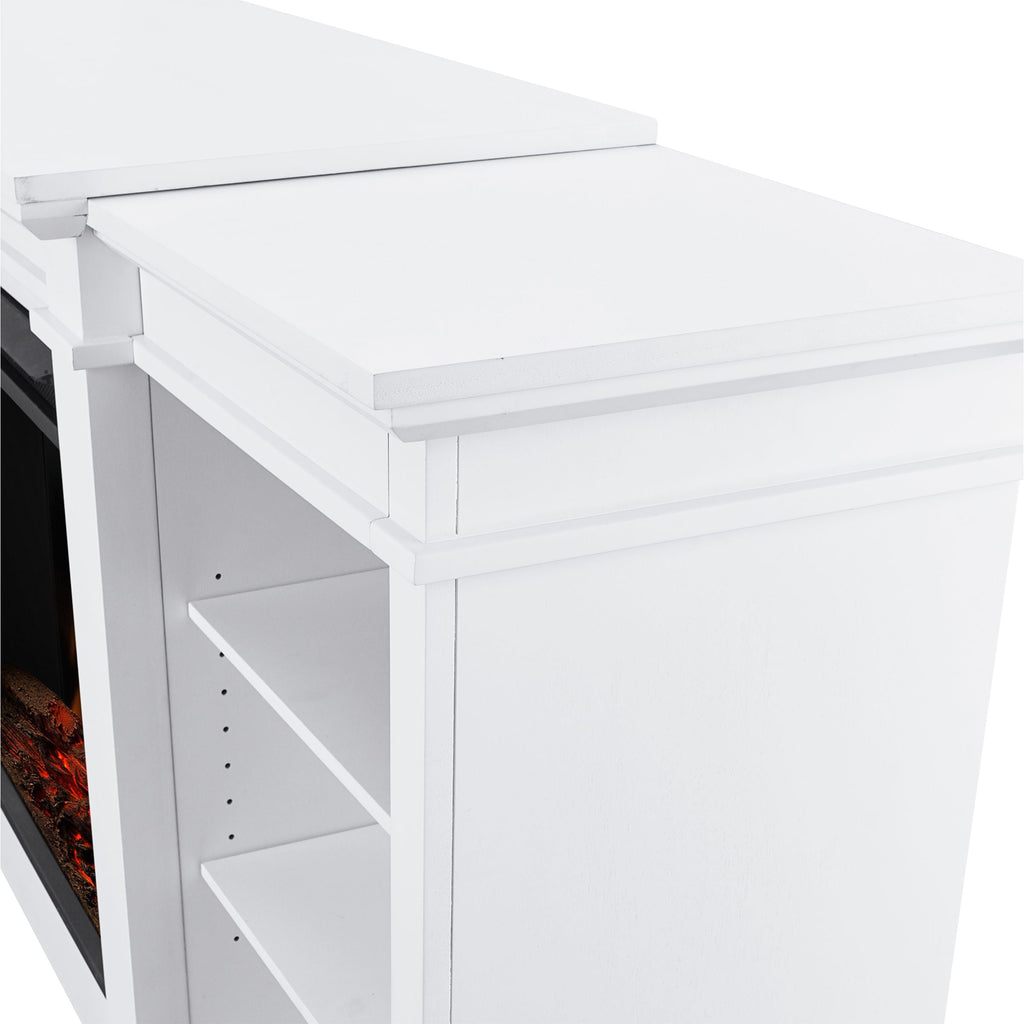 Real Flame Eliot Grand Entertainment VividFlame Media Indoor Electric Fireplace TV Stand, 1500W, Includes Remote Control & Firebox, White