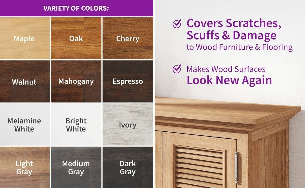 Rejuvenate Exact Match Wood Furniture & Floor Repair Markers, White-Grey, 6 Shades