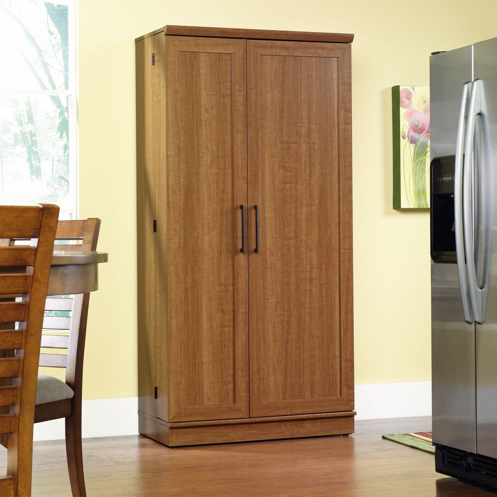 Sauder Homeplus 2-Door Storage Cabinet/Pantry with Adjustable Shelves, Sienna Oak Finish