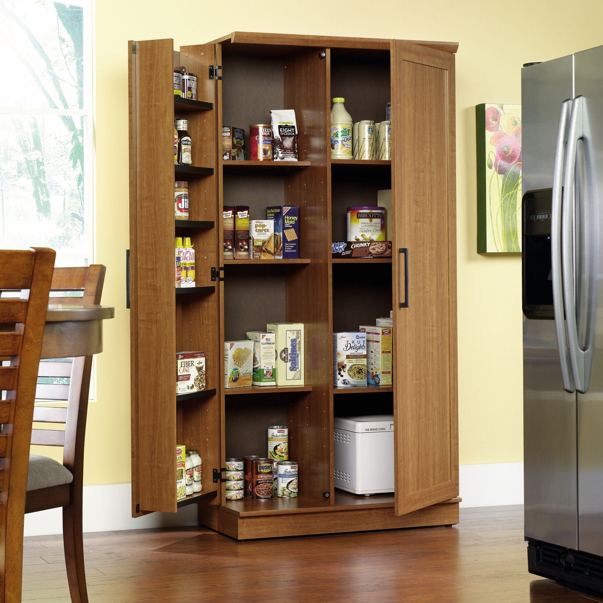 Sauder Homeplus 2-Door Storage Cabinet/Pantry with Adjustable Shelves, Sienna Oak Finish