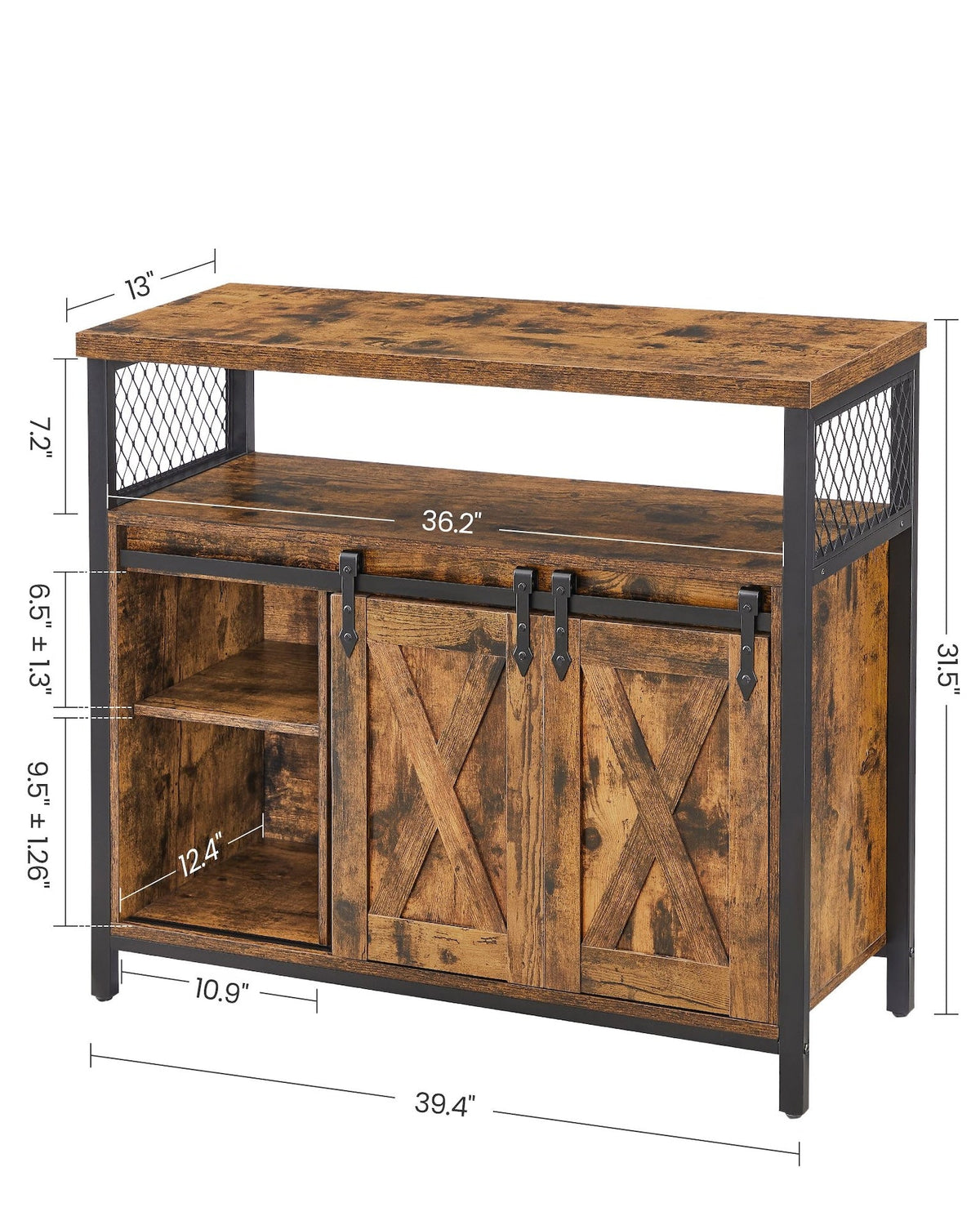 Songmics Home Brown Buff Sideboard Storage with Sliding Doors
