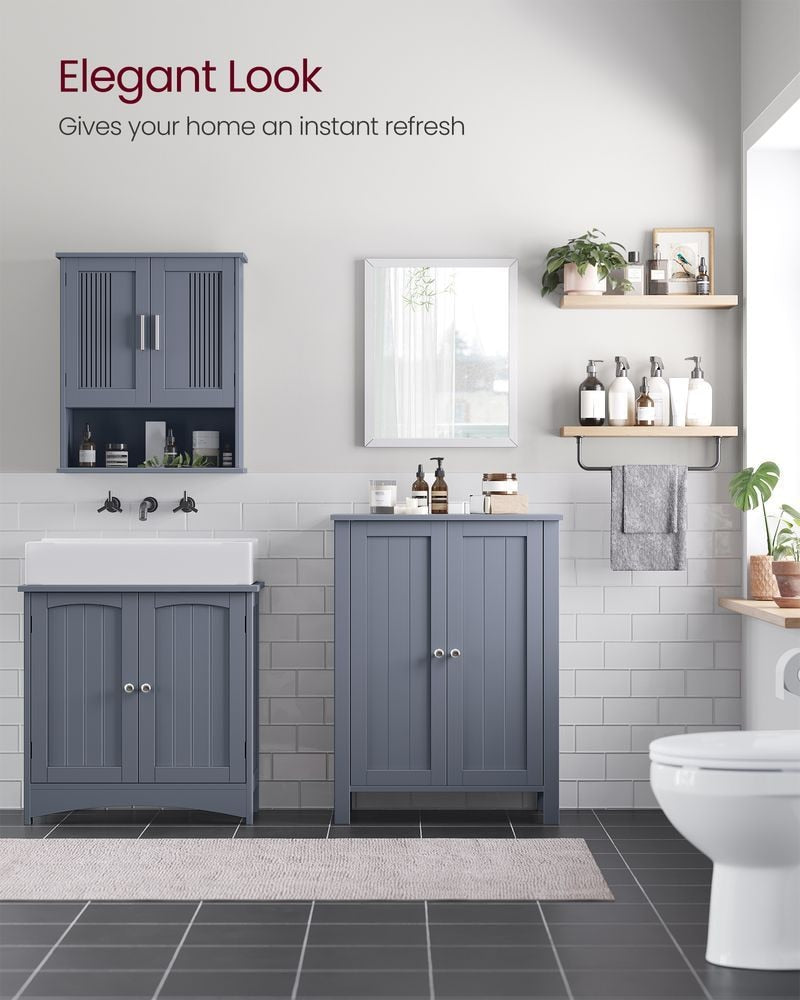 Songmics Home Dove Grey Floor Cabinet with 2 Adjustable Shelves