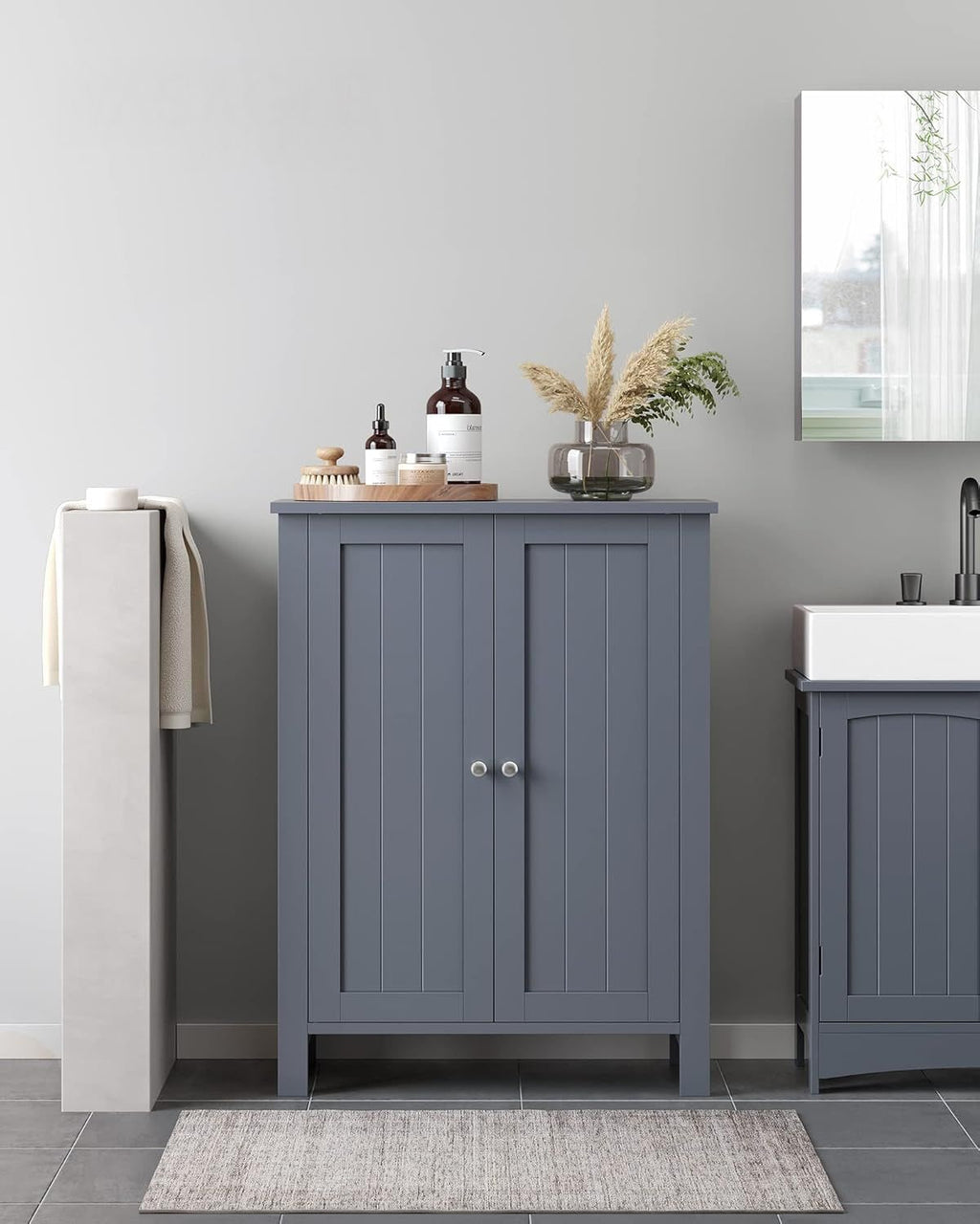 Songmics Home Dove Grey Floor Cabinet with 2 Adjustable Shelves