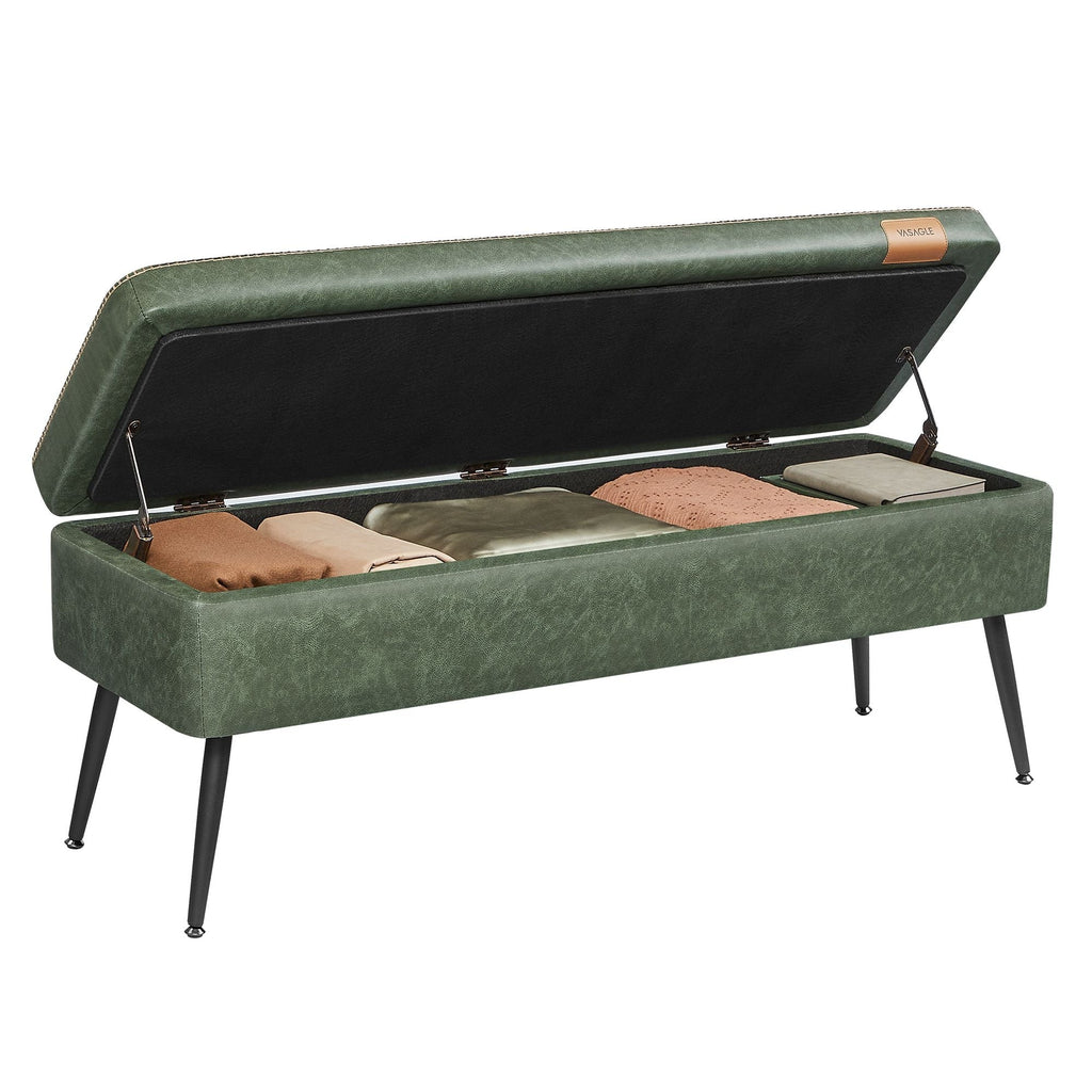 Songmics Home Modern Forest Green Ottoman Storage Bench