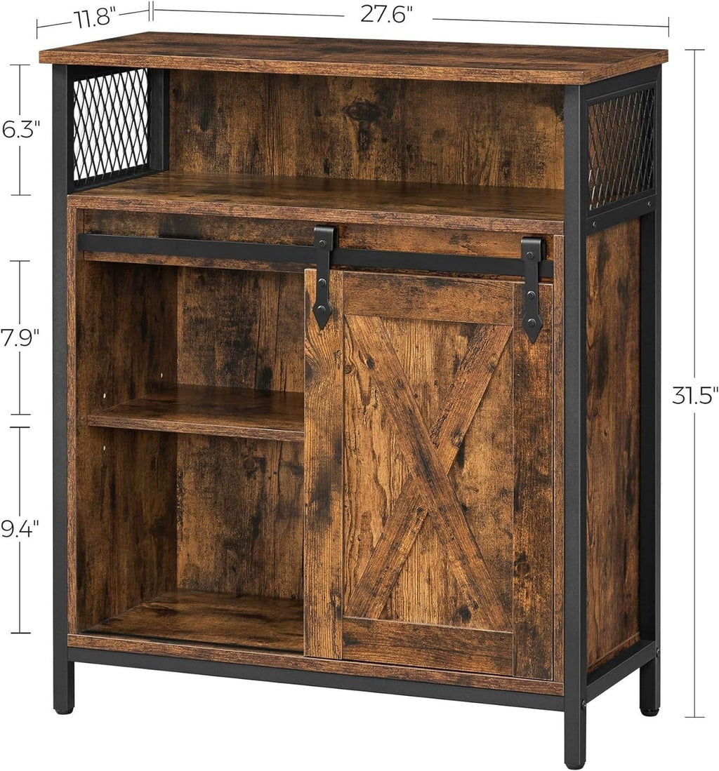 Songmics Home Rustic Brown Cabinet with Sliding Door