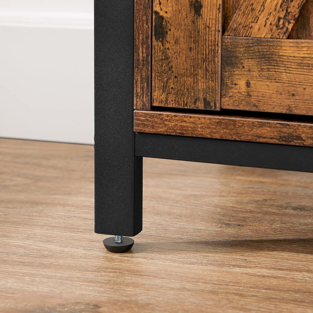 Songmics Home Rustic Brown Cabinet with Sliding Door