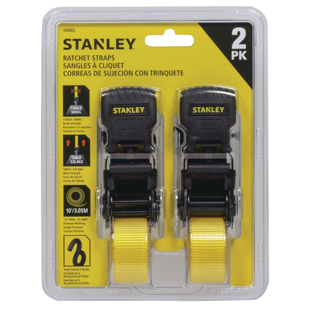Stanley 1,500-lb Tie Downs, Weatherproof, 10-ft, 2-pk
