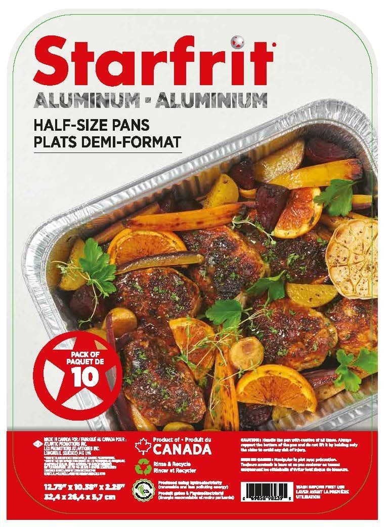 Starfrit Disposable Aluminum Half Steam Table Pan, 10-pk