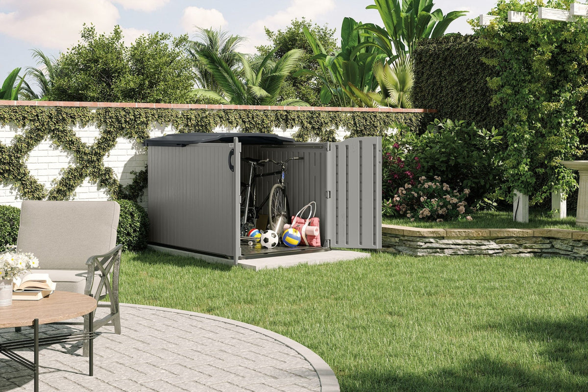Suncast Glidetop 98-cu-ft Dove Grey Horizontal Shed
