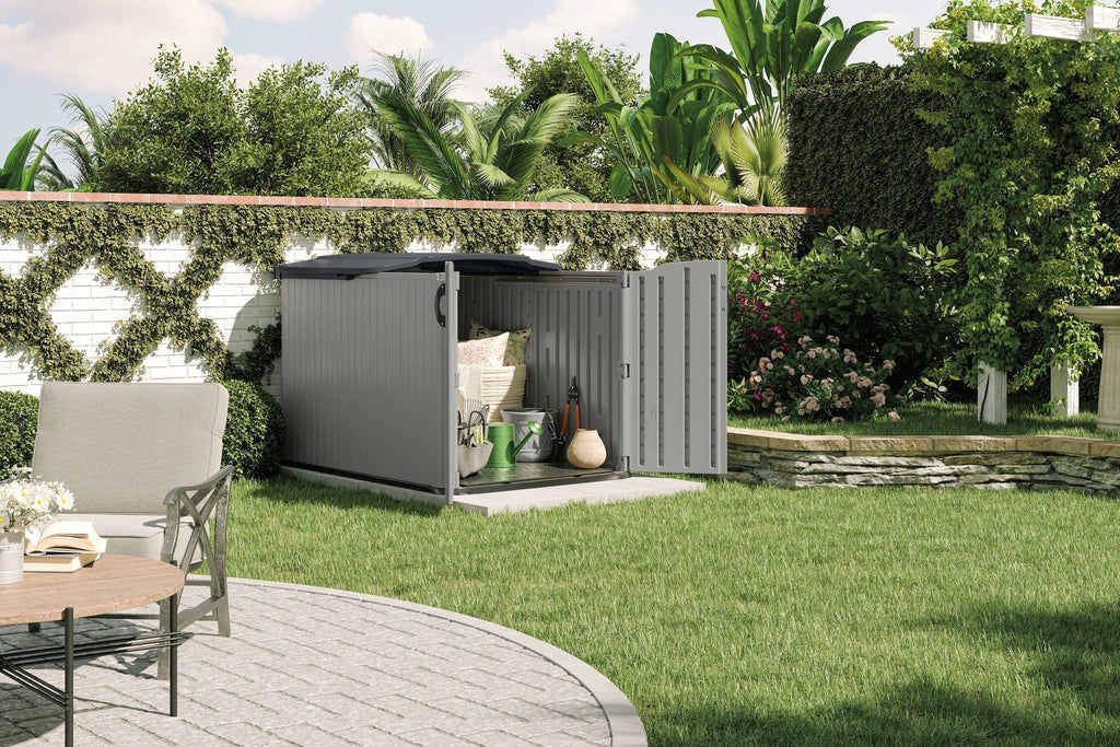 Suncast Glidetop 98-cu-ft Dove Grey Horizontal Shed