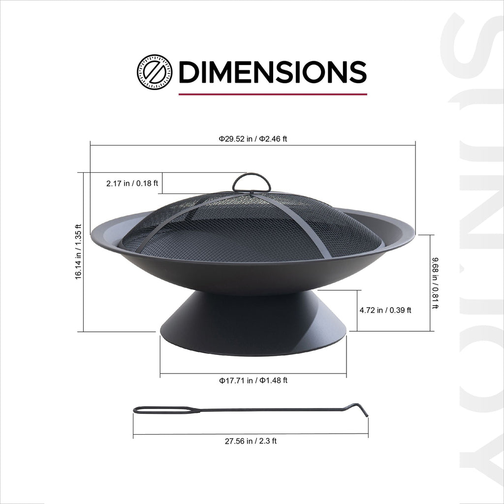 Sunjoy Genesee Round Fire Pit, Black
