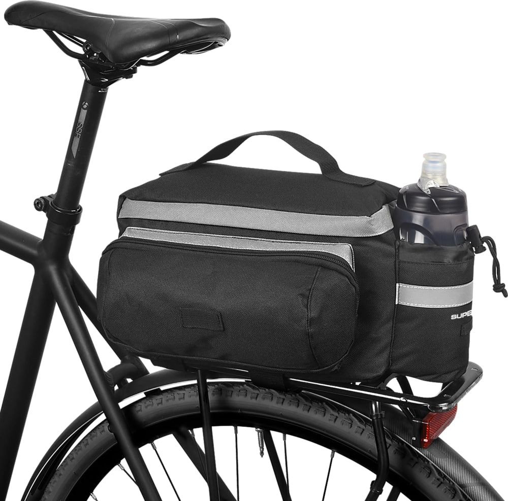 Supercycle Rack Top Bike Bag withAluminum Foil & Reflective Strip, 8L, Black