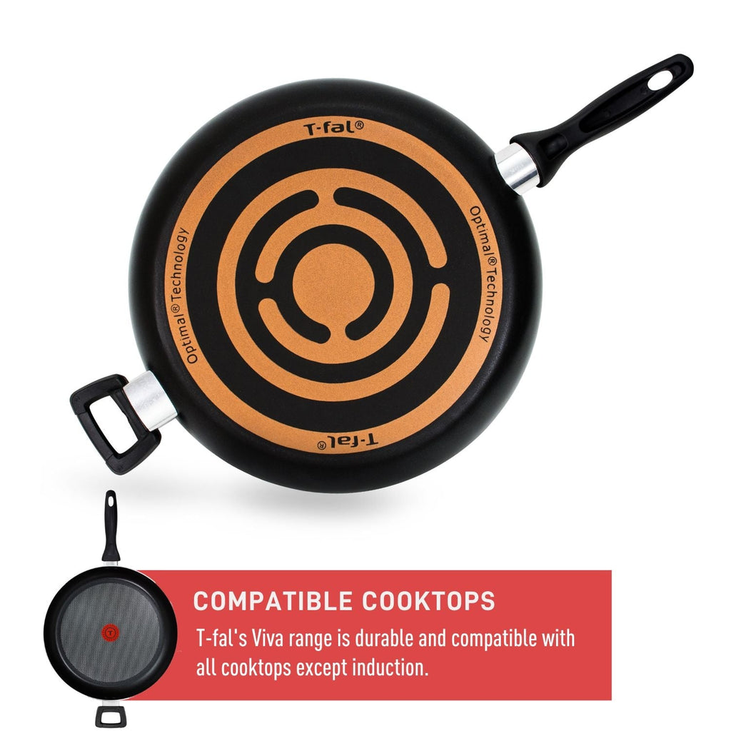 T-fal Giant Aluminum Non-Stick Frying Pan, Dishwasher & Oven Safe, Black, 13-in