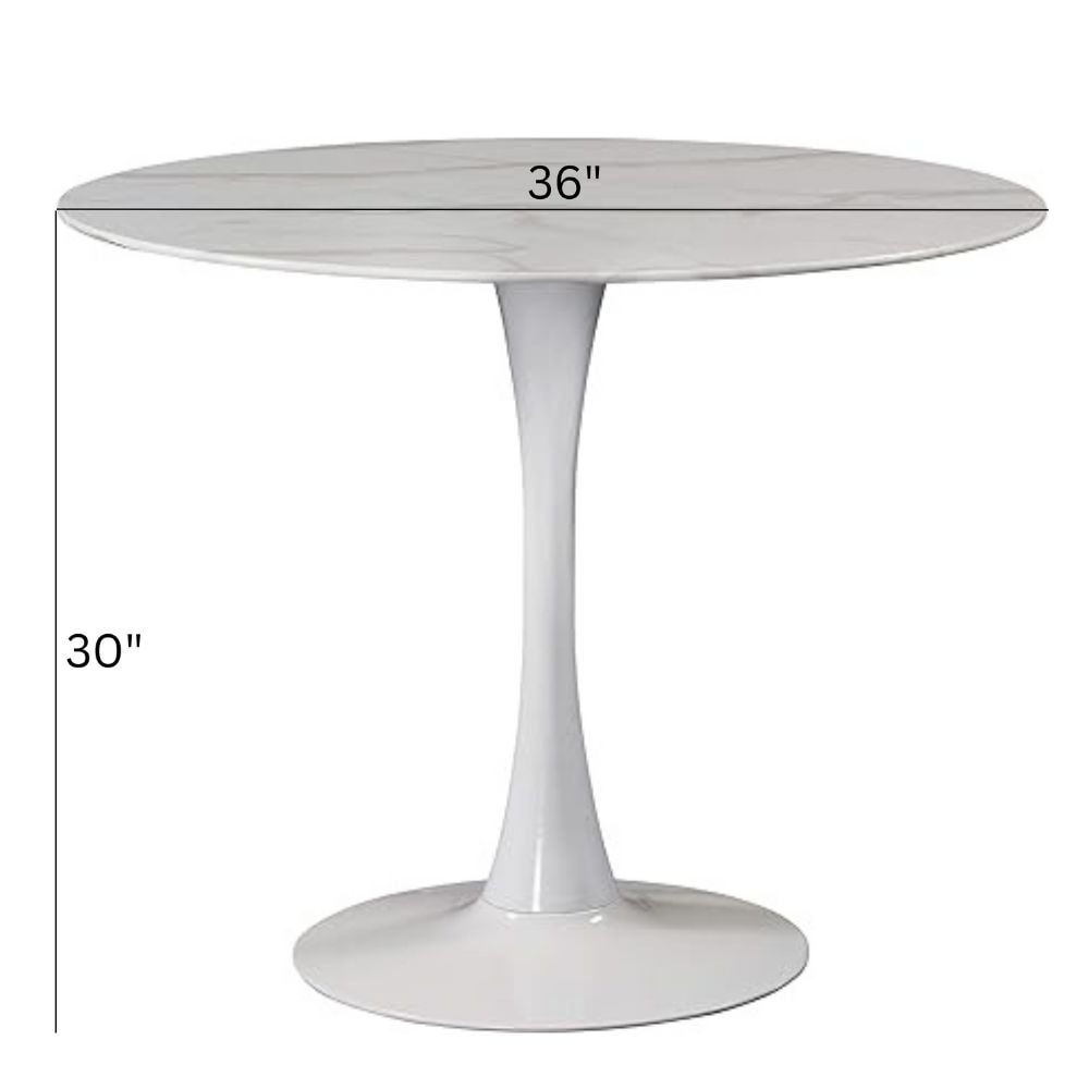 Take Me Home Leo Faux Marble Dining Table Tulip Base
