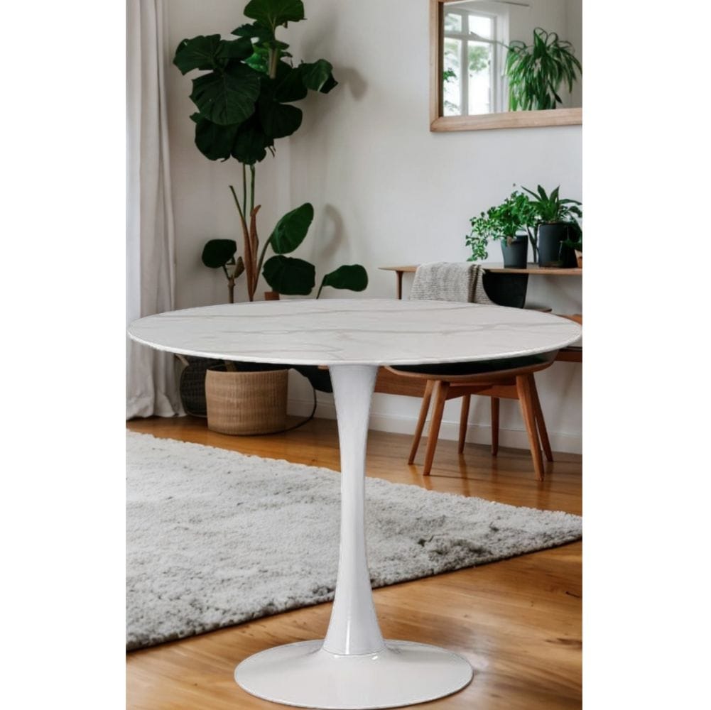 Take Me Home Leo Faux Marble Dining Table Tulip Base