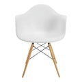 Take Me Home White Plastic Bucket Armchair with Wood Legs