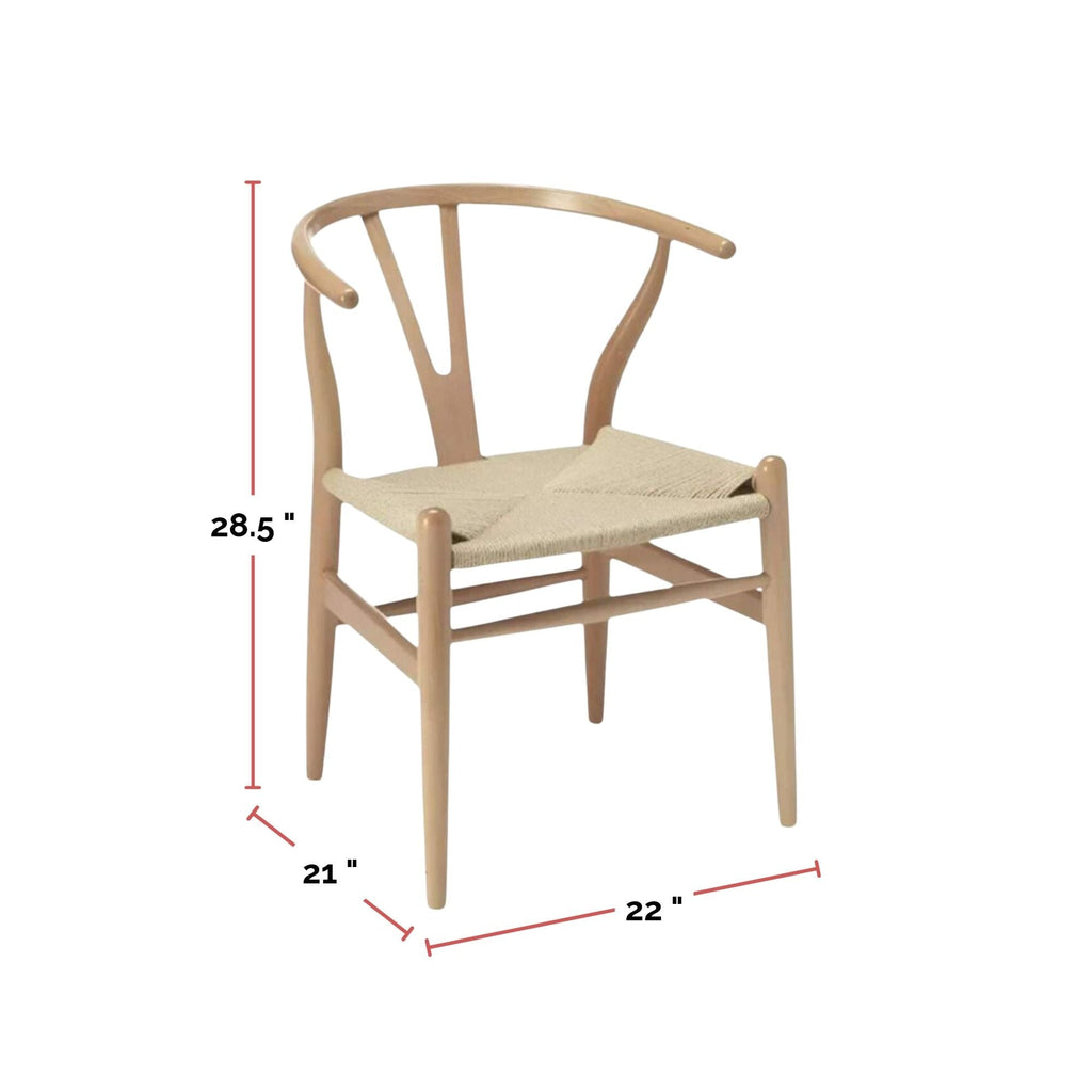 Take Me Home Wishbone Wood Dining Chair with Woven Seat, Natural