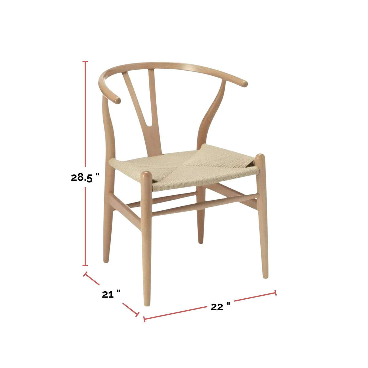 Take Me Home Wishbone Wood Dining Chair with Woven Seat, Natural