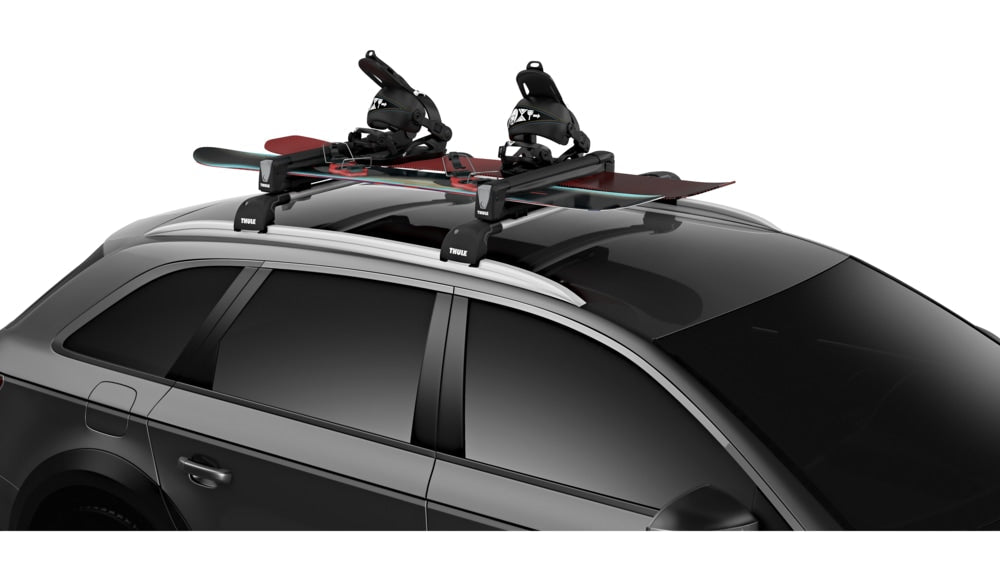 Thule SnowPack Stainless Steel Roof Top Mount Ski/Snowboard Rack, Large, Black, 2-pc