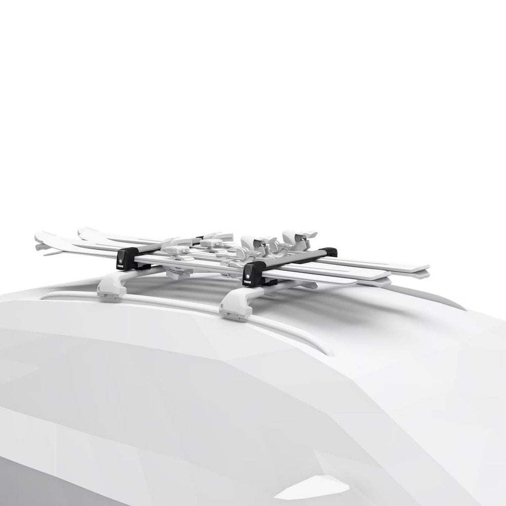 Thule SnowPack Stainless Steel Roof Top Mount Ski/Snowboard Rack, Medium, Black, 2-pc