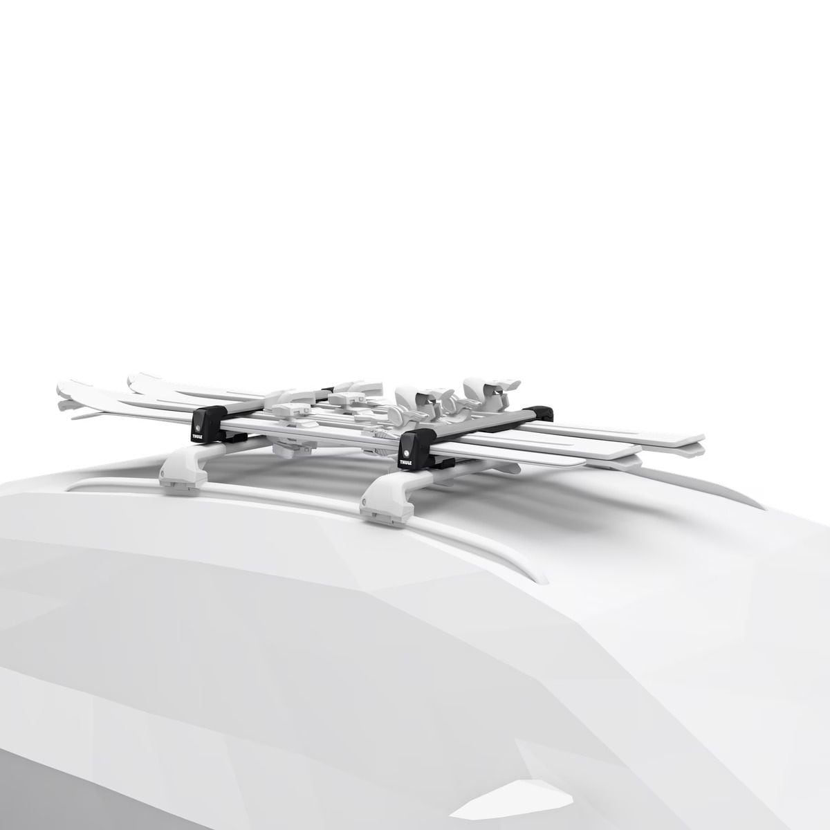 Thule SnowPack Stainless Steel Roof Top Mount Ski/Snowboard Rack, Medium, Black, 2-pc