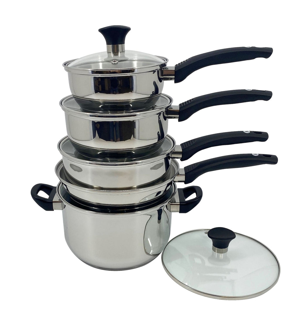 Vida by PADERNO Everyday Series Premium Stainless Steel Cookware Set, Dishwasher & Oven-Safe, 10-pc