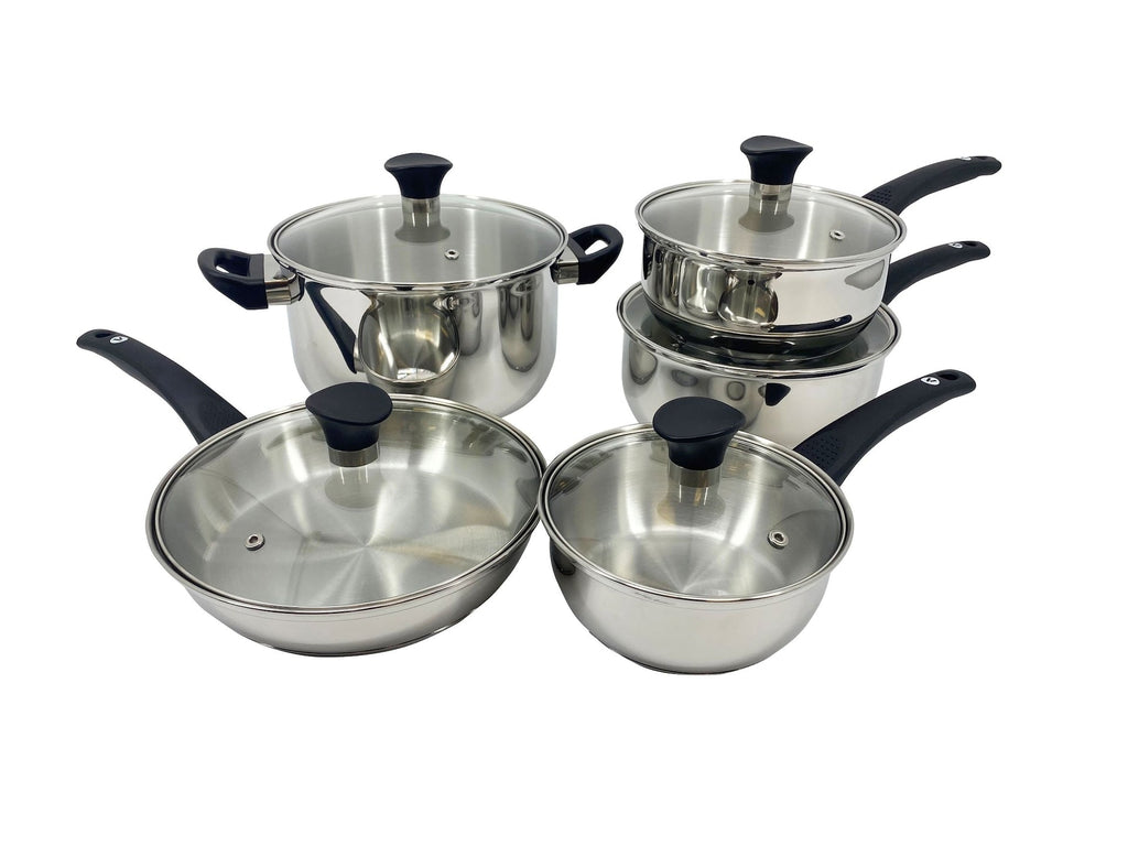 Vida by PADERNO Everyday Series Premium Stainless Steel Cookware Set, Dishwasher & Oven-Safe, 10-pc
