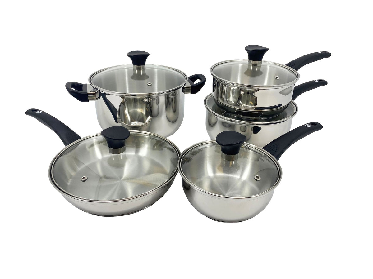 Vida by PADERNO Everyday Series Premium Stainless Steel Cookware Set, Dishwasher & Oven-Safe, 10-pc