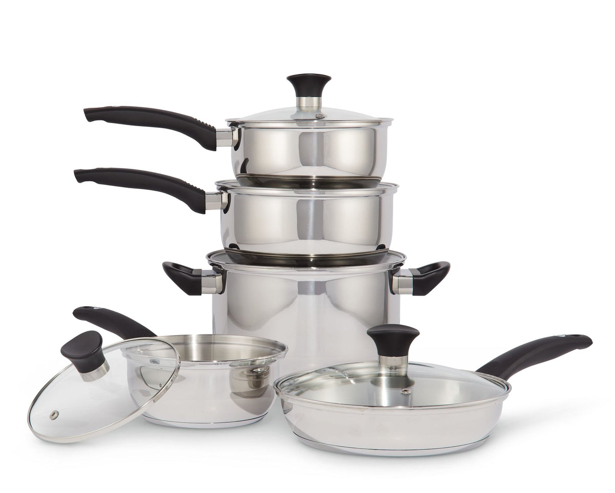 Vida by PADERNO Everyday Series Premium Stainless Steel Cookware Set, Dishwasher & Oven-Safe, 10-pc