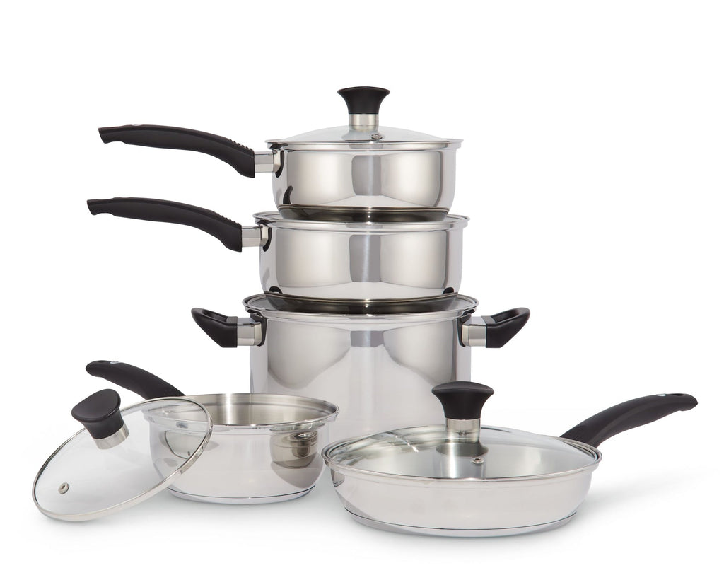 Vida by PADERNO Everyday Series Premium Stainless Steel Cookware Set, Dishwasher & Oven-Safe, 10-pc