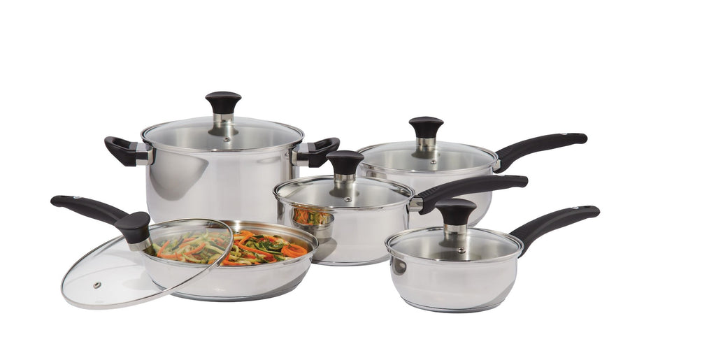 Vida by PADERNO Everyday Series Premium Stainless Steel Cookware Set, Dishwasher & Oven-Safe, 10-pc