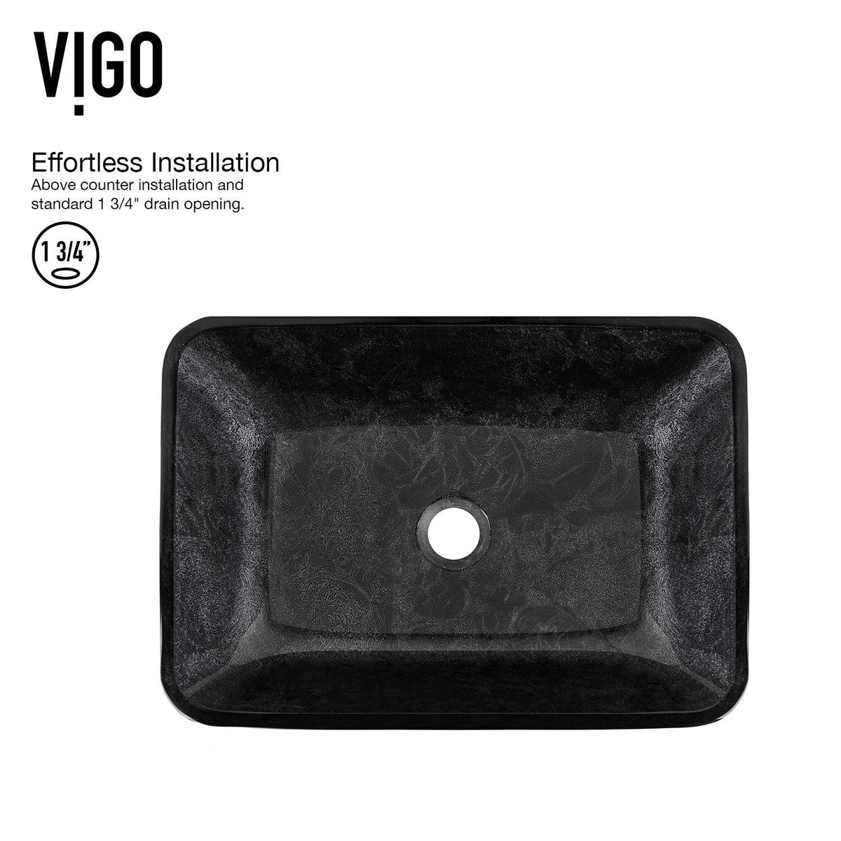 VIGO Glass Grey Onyx Bathroom Sink/Basin Set with Matte Black Lexington Faucet and Rectangular Vessel