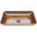 VIGO Glass Rectangular Vessel Bathroom Sink/Basin with Rounded Edges & Deep Bowl, Amber Sunset
