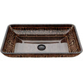 VIGO Glass Rectangular Vessel Bathroom Sink/Basin with Rounded Edges & Deep Bowl, Gold